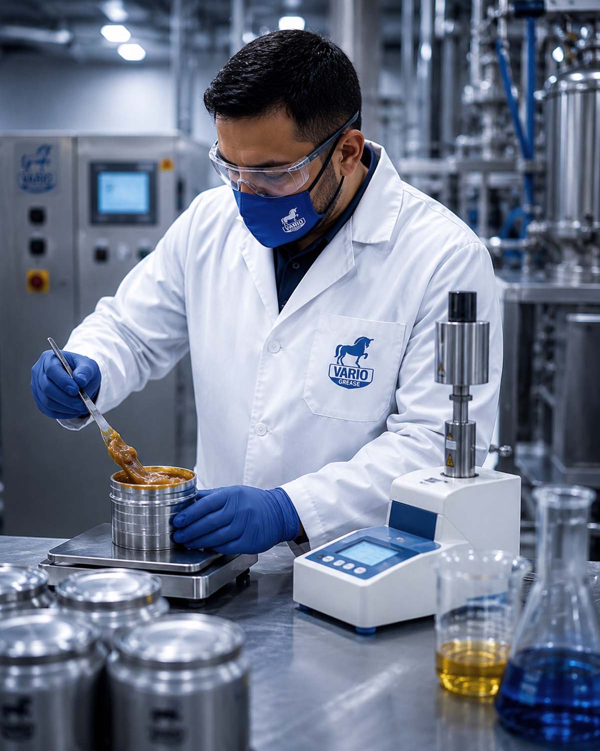 Vario Grease laboratory specialist working in a technical environment